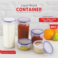 Plastic Liquid Round Airtight Food Storage Container with Leak Proof Locking Lid