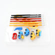 Pencil and Eraser Set, Construction Truck Theme Stationery Kit Includes 6 Pencils, 4 Erasers, 1 Sharpener, 1 Ruler Bookmark, 1 Pencil Cap Stationary For Birthday Gifts for Kids, Birthday Return Gifts (13 Pc set)