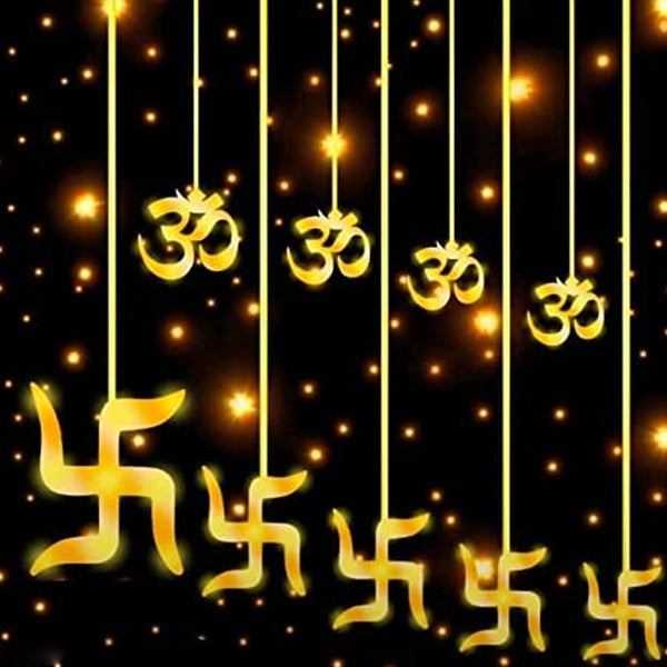 Swastik om Curtain Decorative Lights, String Lights with 12 Hanging Props138 LED, Diwali Decoration Items for Home Decor, Night Light, Room Lights for Bedroom, Balcony Decor.