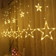 12 Stars LED Curtain String Lights with 8 Flashing Modes for Home Decoration, Diwali & Wedding LED Christmas Light Indoor and Outdoor Light ,Festival Decoration  (Warm White)