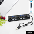 USB Splitter Multi Port USB 2.0 Hub, 7 Port with Independent On/Off Switch and LED Indicators USB A Port Data Hub, Suitable for PC Computer Keyboard Laptop Mobile HDD, Flash Drive Camera Etc