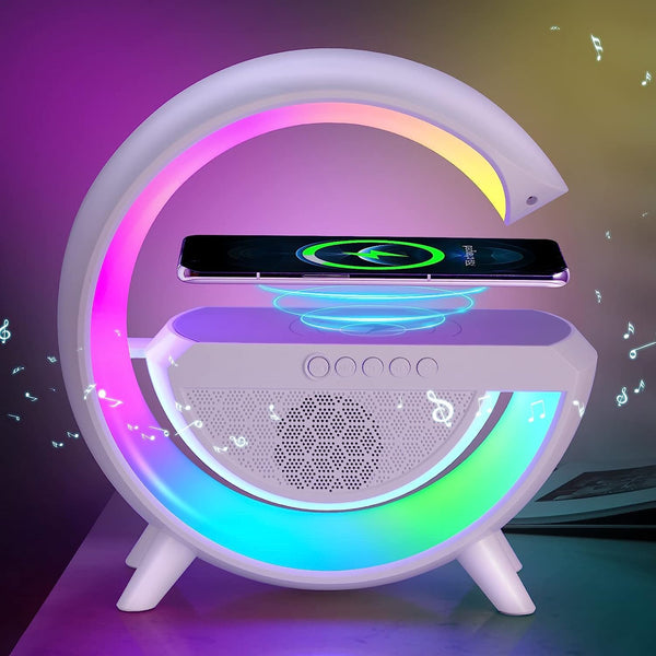 3-in-1 Multi-Function LED Night Lamp with Bluetooth Speaker, Wireless Charging, for Bedroom for Music, Party and Mood Lighting - Perfect Gift for All Occasions  blootuth speaker (Media Player)