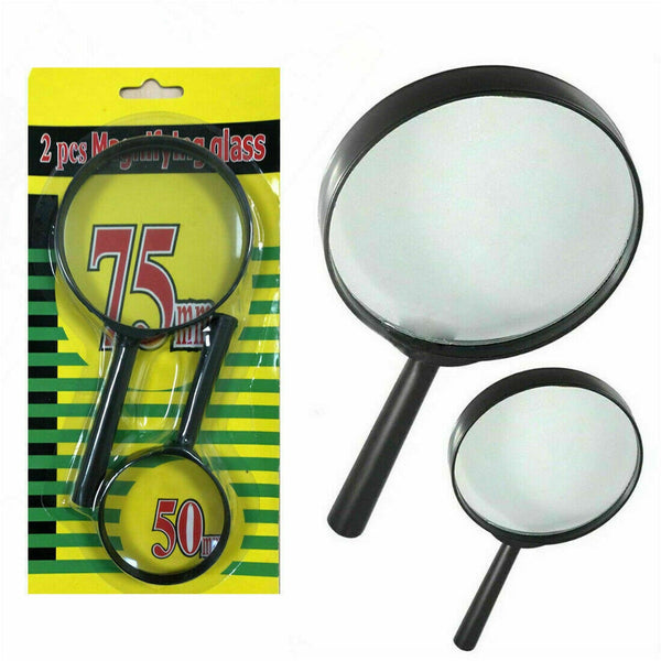 Magnifying glass Lens - reading aid made of glass - real glass magnifying glass that can be used on both sides - glass breakage-proof magnifying glass, Protect Eyes, 75mm & 50mm (2pc Set)