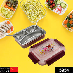 Food‑Safe Materials Kids Lunch Box With steel  Spoon & chopsticks Compartment is Designed Made of 304 Stainless Steel Easy to Clean for School for Camping for Work for Home, Office