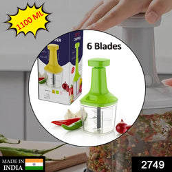 2749 Push N Chop 1100 ML used for chopping and cutting of types of vegetables and fruits easily without any difficulty and it can be used in all kinds of household and official kitchen places etc. DeoDap