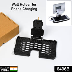 6496B  Multi-Purpose Wall Holder Stand for Charging Mobile Just Fit in Socket and Hang ( Black ) DeoDap