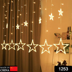 1253 12 Stars Curtain String Lights, Window Curtain Lights with 8 Flashing Modes Decoration for Festivals