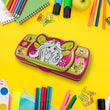 7747 Multipurpose Compass Box, Pencil Box with 2 Compartments for School, Cartoon Printed Pencil Case for Kids, Birthday Gift for Girls & Boys