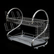 7671 DISH DRAINER TWO LAYER DISH DRYING RACK WITH DRAIN BOARD DeoDap