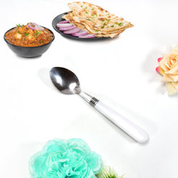 0161 STAINLESS STEEL SPOON WITH PLASTIC COMFORTABLE GRIP DINING SPOON DeoDap