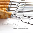 2878 Stainless Steel Double Prongs Roasting Stick BBQ Barbecue Fork Kebab Skewers Wooden Handle DeoDap