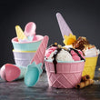 5320 Ice-Cream Waffle Spoon Bowel Cup Set | Premium ice Cream Set | Ice-Cream Bowel with Spoon 2pc Couple Bowl Set DeoDap