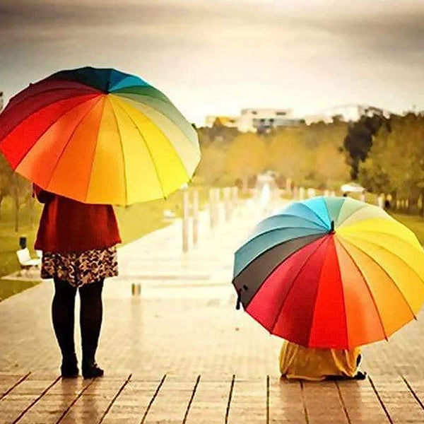 9105 Rainbow Umbrella for Men & Women (Multicolor)