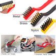 2166 3pc  Mini Wire Brush Set Brass Nylon Stainless Steel Bristles Household Cleaning Brush for Gas Stove, Smoke Machine Tool Burner Tiles Tap Rust Removal Welding Slag Dirt & Paint Scrubbing. DeoDap