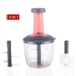 5368 1100 ml 2 in 1 Push up Chopper with Blender affixed with 6 Sharp Blade | Vegetable and Fruit Cutter with Easy Push and chop Button
