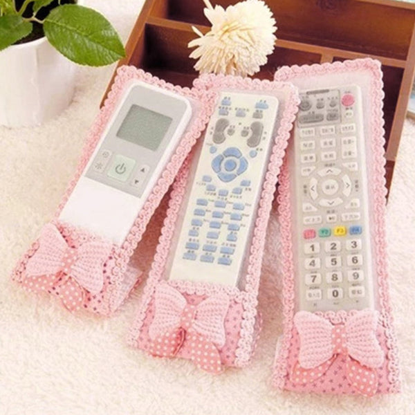 7638 3pc Remote Cover with Bow Knot for TV, Air Conditioner, D2H, DTH Remote Control Dust Cover DeoDap