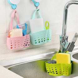 762 Adjustable Kitchen Bathroom Water Drainage Plastic Basket/Bag with Faucet Sink Caddy DeoDap