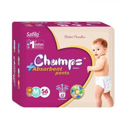953 Premium Champs High Absorbent Pant Style Diaper Medium Size, 56 Pieces (953_Medium_56) Champs