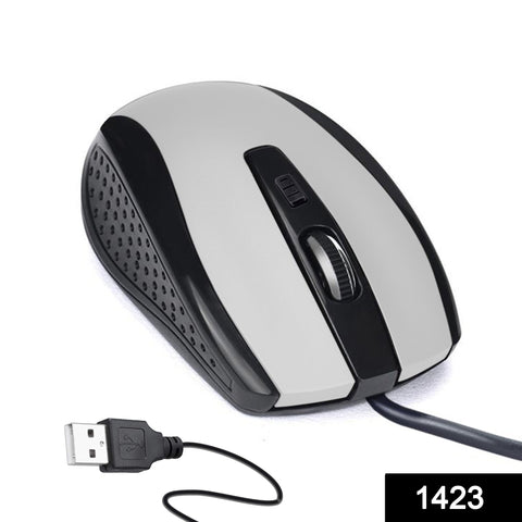 1423 Wired Mouse for Laptop and Desktop Computer PC With Faster Response Time (Silver) DeoDap