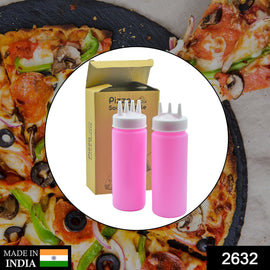 2632 Plastic Bottles with 3 Nozzel for Sauce, Mayonnaise, Chocolate Syrup (Pack of 2Pc) DeoDap