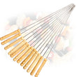 2228 Barbecue Skewers for BBQ Tandoor and Gril with Wooden Handle - Pack of 12 DeoDap