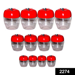 2274 Air Tight Apple Shape Storage Container - 500 ml, 800 ml and 1500 ml (4 Pcs Each Size, 12 Pcs) DeoDap