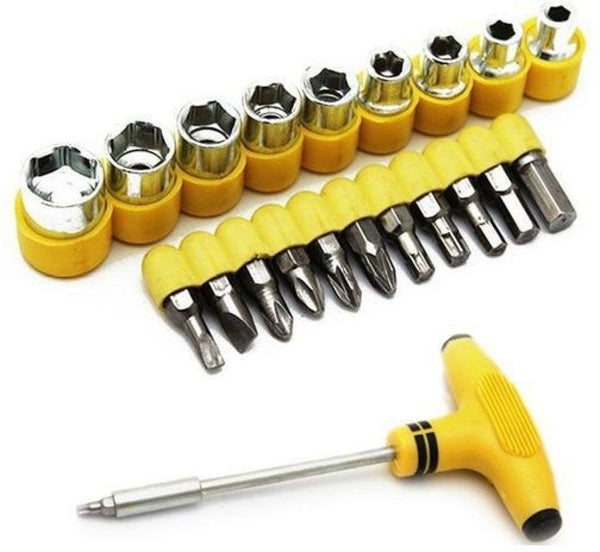 24pcs T shape screwdriver set Batch Head Ratchet Pawl Socket Spanner hand tools DeoDap