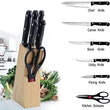 102 Kitchen Knife Set with Wooden Block and Scissors (5 pcs, Black) buyosoothmart.in