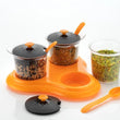 609 Multipurpose Dining Set Jar and tray holder, Chutneys/Pickles/Spices Jar - 3pc DeoDap