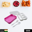 5956 Lunch Box 4 Compartment With Leak Proof Lunch Box & 2 spoon, For School & Office Use