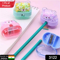 3122 Pencil Sharpener for Kids Sharpener for Girls Handheld Pencil Sharpener for Kids Teddy Bear Sharpener Stationary Items Return Gifts Birthday Gifts Party for Kids (1 Pc)