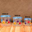 2087  Kitchen Plastic Floral Design Grocery Storage Container/Jar. Set of 3pcs - 800ML, 1600ML, 2400ML DeoDap