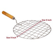 2085 Kitchen Round Stainless Steel Roaster Papad Jali, Barbecue Grill with Wooden Handle DeoDap