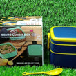 2838A BLUE DOUBLE-LAYER PORTABLE LUNCH BOX STACKABLE WITH CARRYING HANDLE AND SPOON LUNCH BOX , Bento Lunch Box