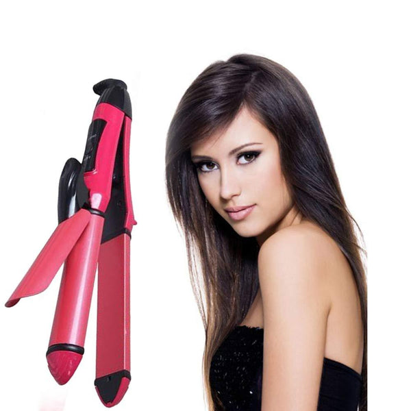 385 2 in 1 Hair Straightener and Curler Machine For Women | Curl & Straight Hair Iron DeoDap