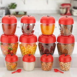 2274 Air Tight Apple Shape Storage Container - 500 ml, 800 ml and 1500 ml (4 Pcs Each Size, 12 Pcs) DeoDap