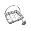 7026 Multipurpose Fancy Basket/Tray/Platter with handles & small Stand Organizer Stainless steel Drainer Storage Drying Rack for Counter Cabinet Table Kitchen Restaurant, Home, Office (Silver)