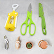 9142 Multifunction Kitchen Tools Stainless Steel and Plastic Kitchen Knife and Scissor Ideal Accessory Set for Kitchen