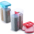 2147 Plastic 2 Sections Air Tight Transparent Food Grain Cereal Storage Container (2 ltr) DeoDap