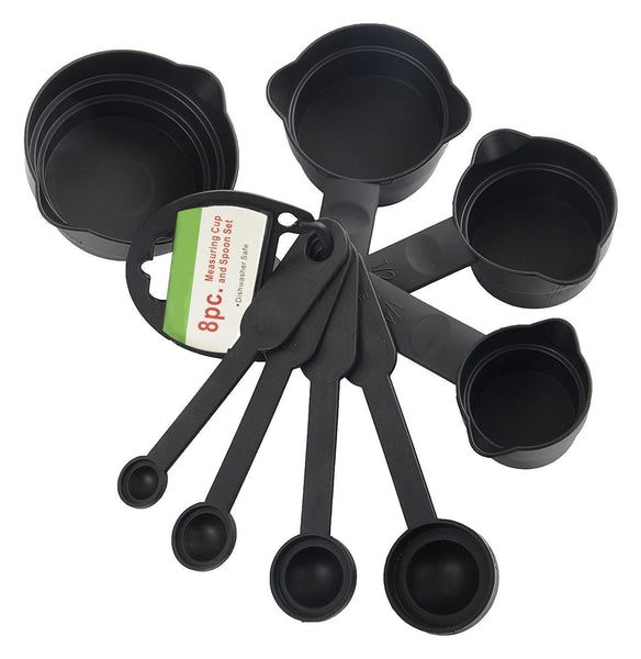 106 Plastic Measuring Cups and Spoons (8 Pcs, Black) buyosoothmart.in