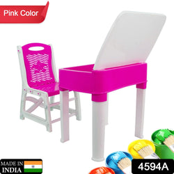 4594A Study Table And Chair Set For Boys And Girls With Small Box Space For Pencils Plastic High Quality Study Table (Pink)