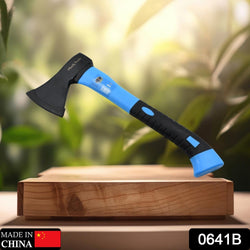 0641b Gardening Tools 787Gm Hatchet Axe Fiberglass Body Rubberized Handle Wood Cutting Axe, Camping Axe, Safety Axe