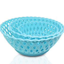 2088 Multipurpose Round Storage Plastic Basket Tray (3pcs) DeoDap