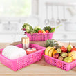 2484 Plastic Multiple Size Cane Fruit Baskets (3 Size Large, Medium, Small) DeoDap