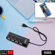 6995 4 Port USB, HUB USB 2.0 HUB Splitter High Speed with On/Off Switch Multi LED Adapter Compatible with Tablet Laptop Computer Notebook