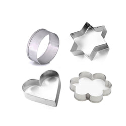 0827 Cookie Cutter Stainless Steel Cookie Cutter with Shape Heart Round Star and Flower (4 Pieces) DeoDap