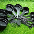 2646 Plastic Measuring Cups and Spoons (11 Pcs, Black) With butterfly shape Holder